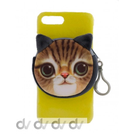 iPhone 7 Plus / 8 Plus Funda Velvet Seda con Monedero GATO Verde