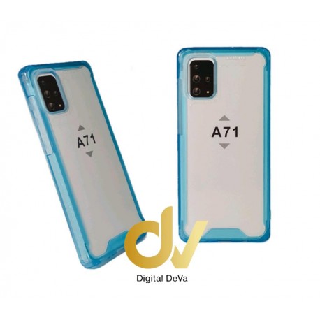 A71 Samsung Funda Transparente Color Bumper AIR Azul Turques