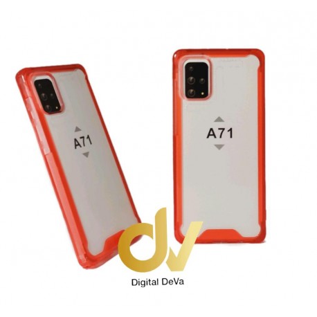 A71 Samsung Funda Transparente Color Bumper AIR Rojo