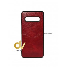 S10 Samsung Funda P - Piel Con Tarjetero Rojo