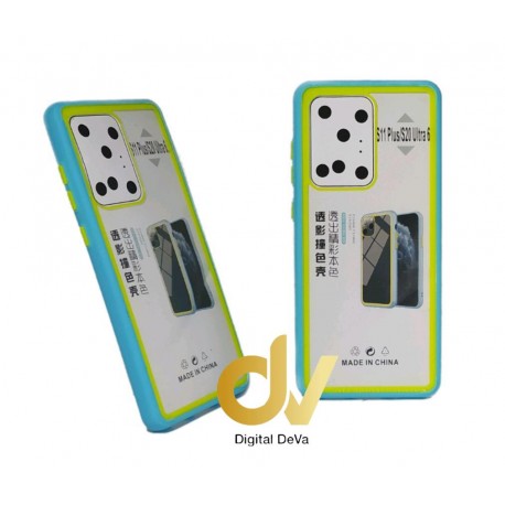 S20 Ultra Samsung Funda Dual Color PVC Bumper Azul Turques
