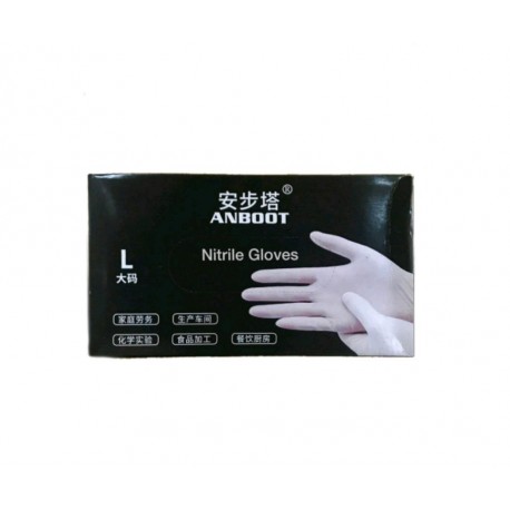 Guantes Nitrilo Anboot Talla L Blanco Pack 100PC