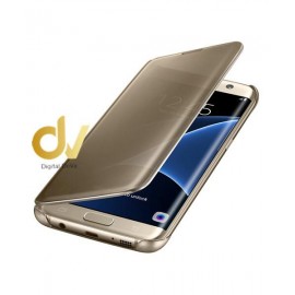 S6 Edge Samsung Funda Flip Case Espejo Dorado
