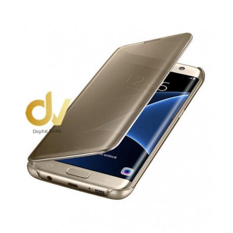 S6 Edge Samsung Funda Flip Case Espejo Dorado