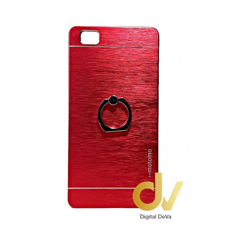P8 Lite Huawei Funda Motomo Metalica Con Anillo Rojo