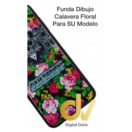 A8 2018 Samsung Funda Dibujo 5D Calavera Floral