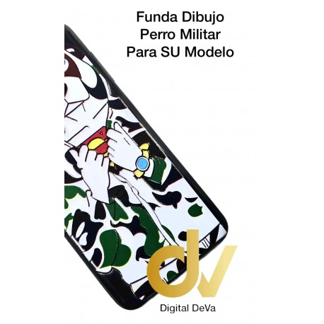 A8 2018 Samsung Funda Dibujo 5D Perro Militar