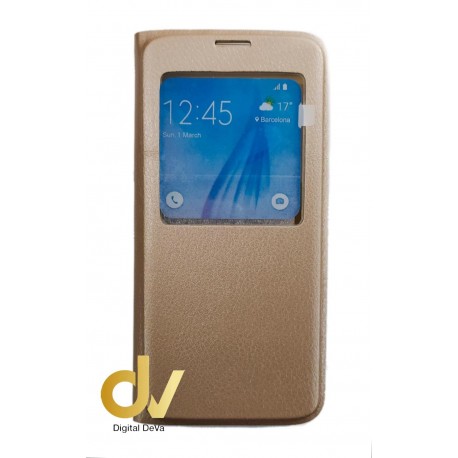 A520 / A5 2017 Samsung Funda Libro Flip 1 Ventana Dorado