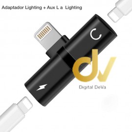 Adaptador Lighting A Aux Lighting y Cargador Lighting Negro