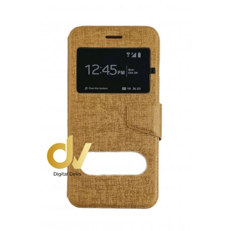 iPhone X / XS Funda Libro 2 Ventanas Dorado