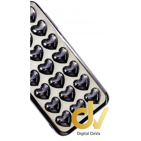 iPhone 6 Funda Corazones Cromados Gris