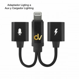 Adaptador Lightning a Aux y Cargador Lightning Negro