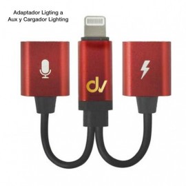 Adaptador Lightning a Aux y Cargador Lightning Rojo