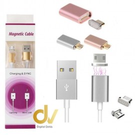 Cable Magnético Micro y Lightning Rosa