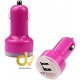 Cargador Coche Mechero 1A 2Usb Fucsia