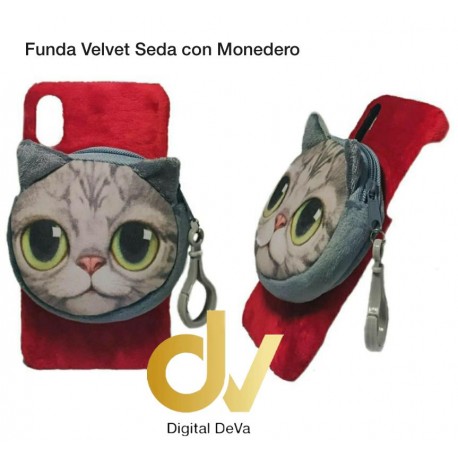 iPhone X / XS Funda Velvet Seda con Monedero Gato