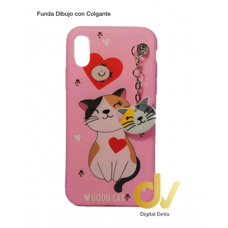 iPhone X / XS Funda Dibujo Con Colgante Gato Corazon