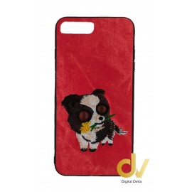 iPhone 7 Plus / 8 Plus Funda Tejido A Mano Perro Rojo