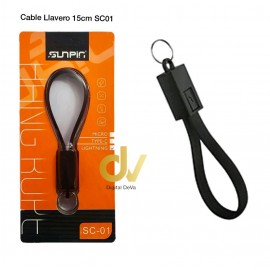 Cable Llavero 15cm SC01 para iPhone Negro Sunpin