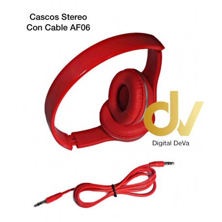 Cascos Stereo Con Cable AF06 Rojo