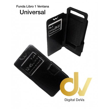 Universal 6.0 Funda Libro 1 Ventana Negro (F6)