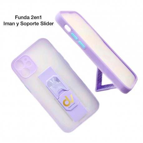 iPhone 12 Pro Funda 2en1 Iman y Soporte Slider Lila