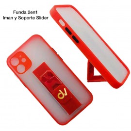 iPhone 12 Pro Max 6.7 Funda 2en1 Iman y Soporte Slider Rojo