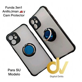 iPhone 12 Mini 5.4 Funda 3en1 Anillo, Iman y Cam Protector Negro