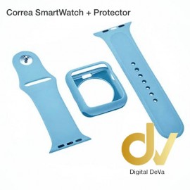 Correa SmartWatch + Protector 44mm Celeste