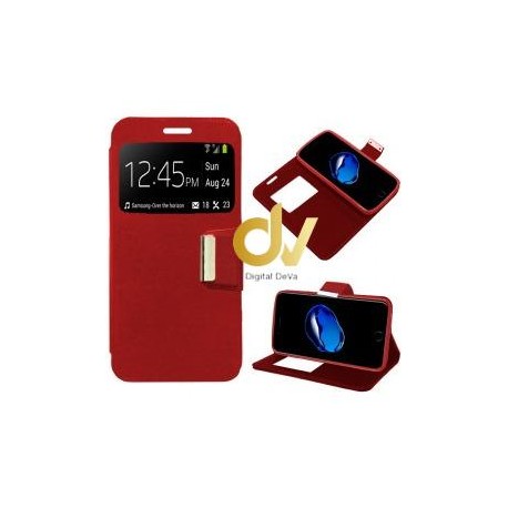 Honor 6C Pro Huawei Funda Libro 1 Ventana Con Cierre Rojo