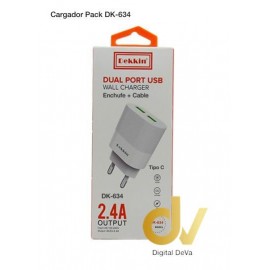 Cargador Pack 2.4A Tipo C DK-634 Dekkin