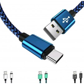 Cable Nylon Tipo C 15Cm Azul