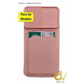 iPhone 13 Funda 2 En 1 Tarjetero y Cam Protector Rosa
