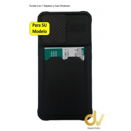A03S Samsung Funda 2 En 1 Tarjetero y Cam Protector Negro