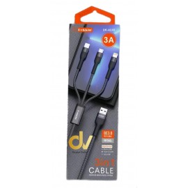 Cable DK-AC43 Fast 3A 3en1 Negro