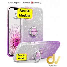 A12 5G Samsung Funda Purpurina DUO Iman y Anillo Lila