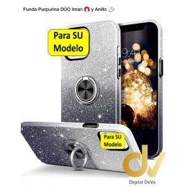 A12 5G Samsung Funda Purpurina DUO Iman y Anillo Negro