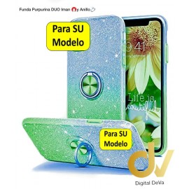 iPhone 11 Funda Purpurina DUO Iman y Anillo Verde