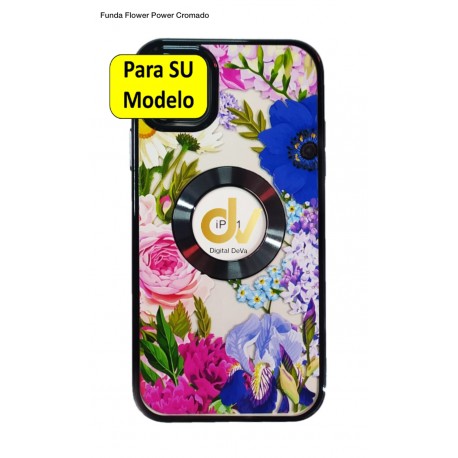 iPhone 13 Pro Max Funda Flower Power Cromado Negro