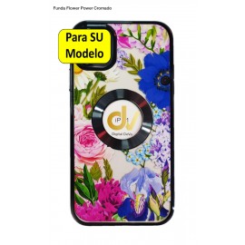 iPhone 13 Pro Funda Flower Power Cromado Negro