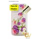 iPhone 14 6.1 Pro Funda Flores Tarjetero Lila