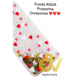 A30 Samsung Funda Agua Purpurina Corazones
