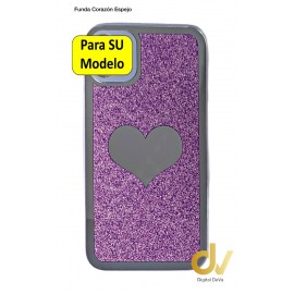 iPhone 14 Pro 6.1 Funda Purpurina Corazon Lila