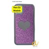 iPhone 14 Pro 6.1 Funda Purpurina Corazon Lila