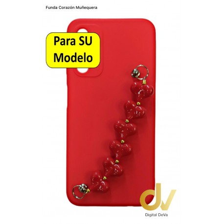 A34 5G Samsung Funda Corazon Muñequera Rojo