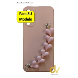 iPhone 14 Pro Funda Corazon Muñequera Rosa