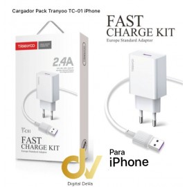 Cargador Pack 1Usb 2.4A Lightning T-C01 Tranyoo