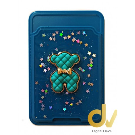 Tarjetero Silicona 3M Bunny Kaw Azul Esmeralda