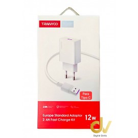 Cargador Pack 1USB 2.4A 12W Tipo C T-C01 Tranyoo