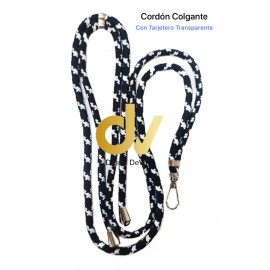 Cordón Colgante Con Tarjetero Transparente Negro